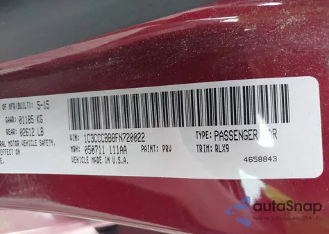 2015 Chrysler 200 S from USA, damaged, VIN 1C3CCCBB8FN720022